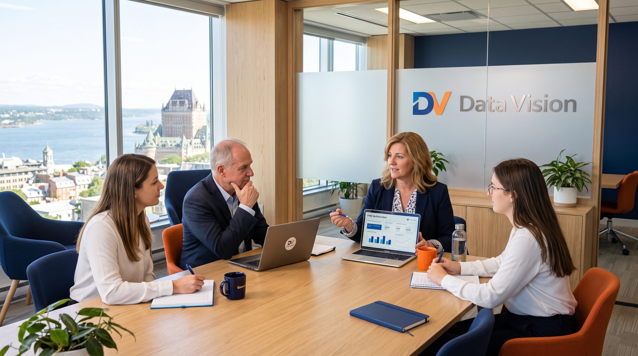 Équipe Data Vision en collaboration dans un environnement professionnel
